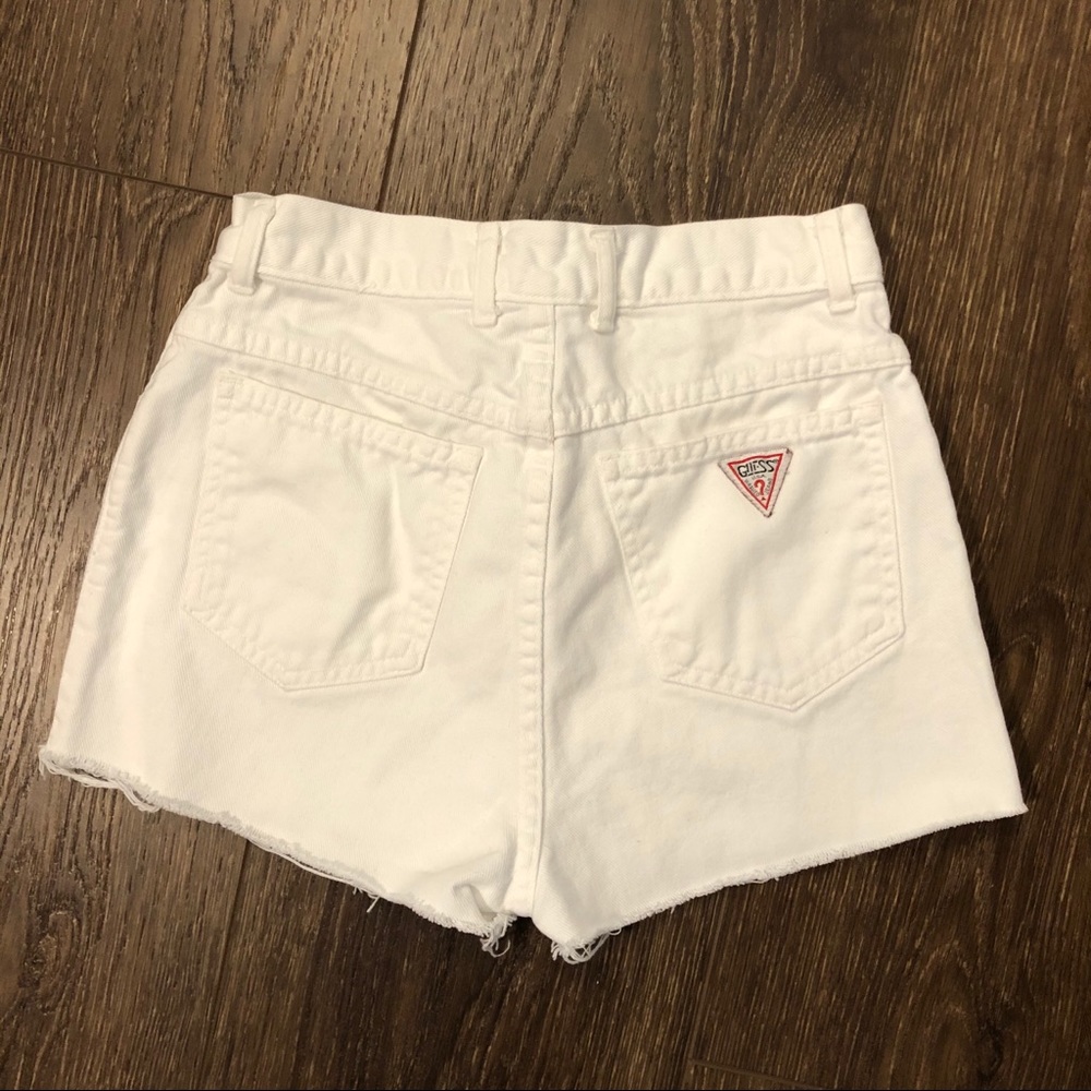 SOLD Vintage Guess High Waisted White Denim Shorts